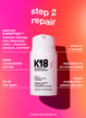 K18 Leave-in Mask works in 4 minutes to reverse damage from bleaching, color + chemical services, and heat.
